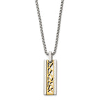 Chisel Stainless Steel Polished Yellow IP-plated Center Rectangle Pendant on a 16 inch Box Chain Necklace