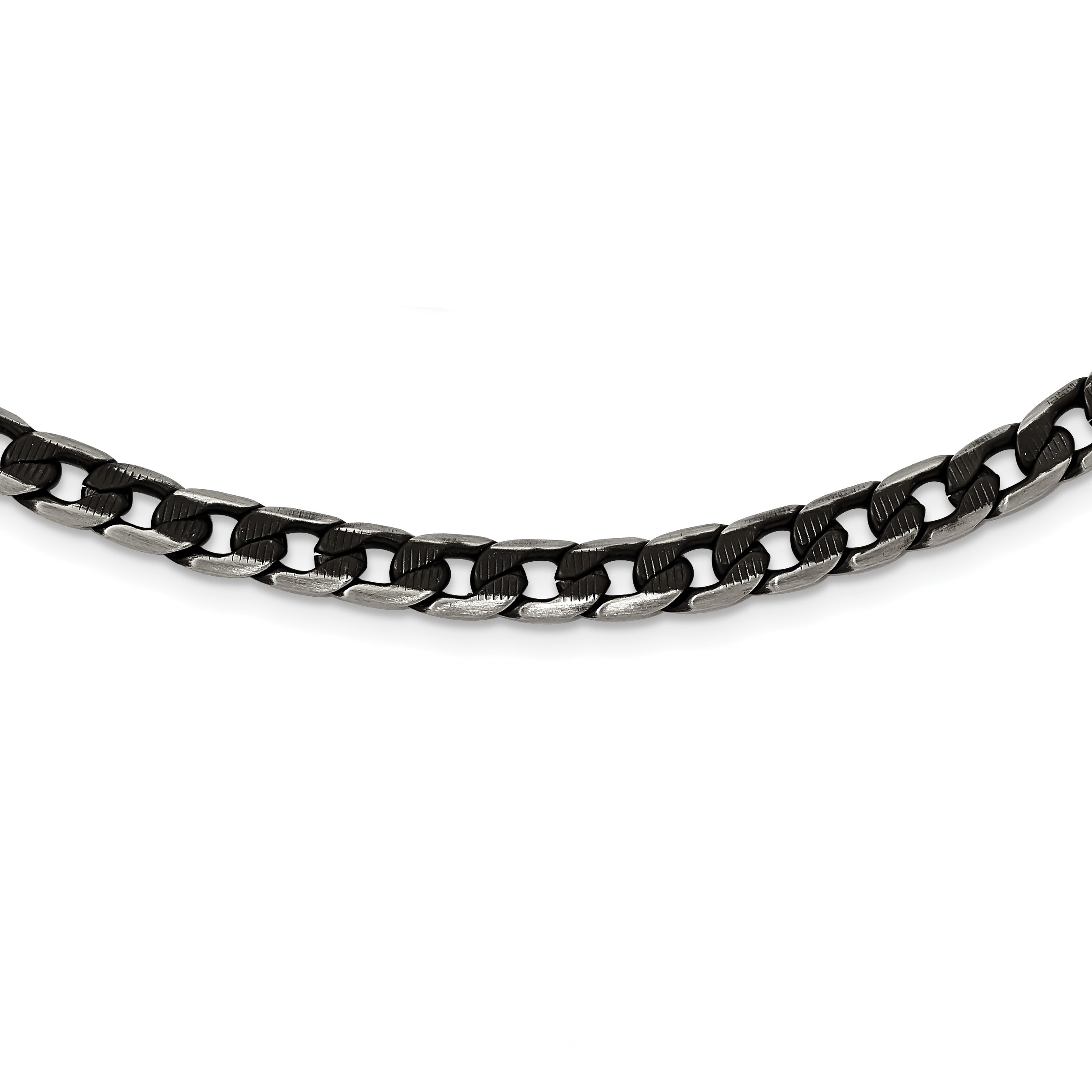 Chisel Stainless Steel Brushed and Textured Black IP-plated 24 inch Curb Chain Necklace Secondary image