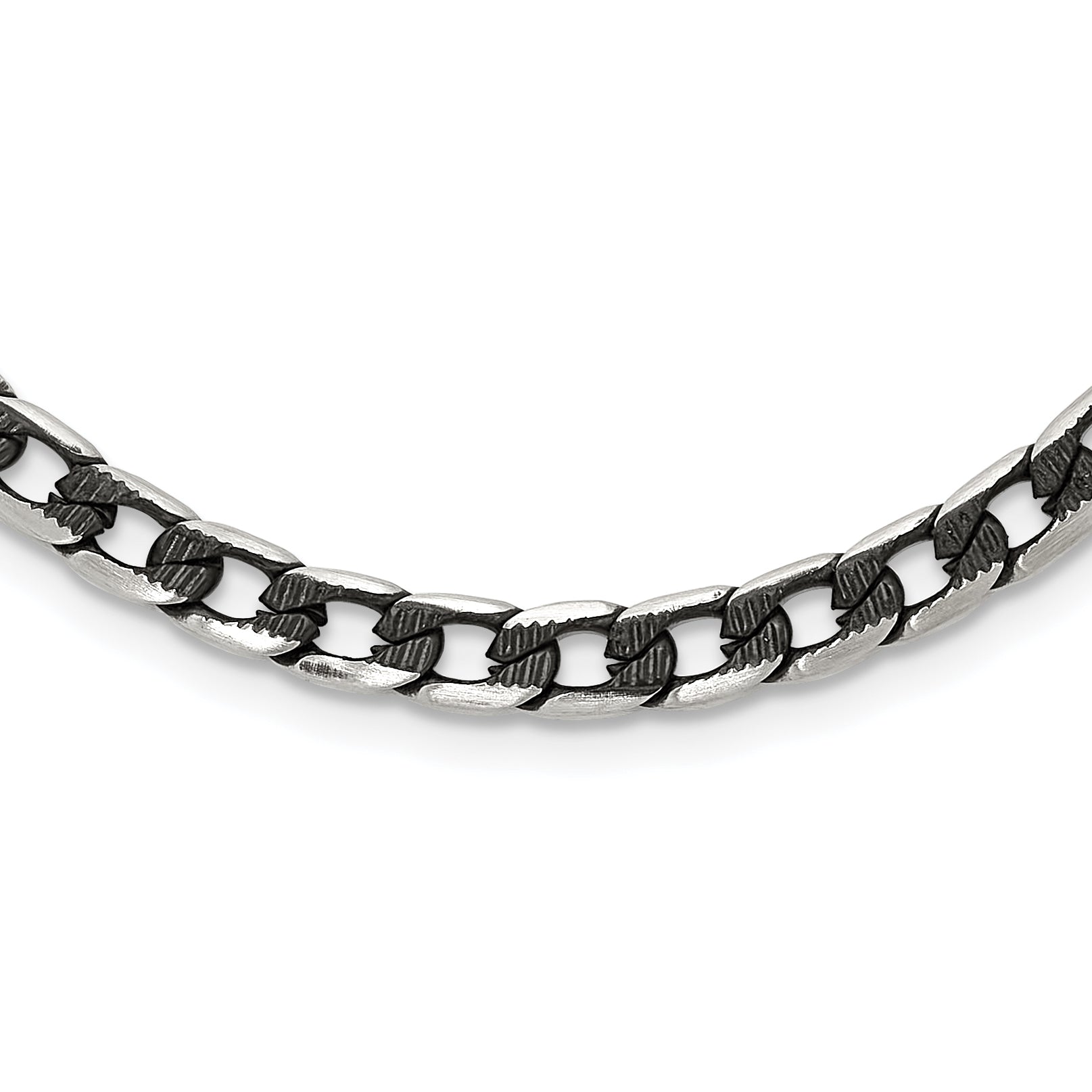 Chisel Stainless Steel Brushed and Textured Black IP-plated 24 inch Curb Chain Necklace Main image