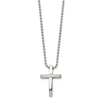 Brushed & Polished Cross Pendant Necklace in Stainless Steel