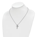 Brushed & Polished Cross Pendant Necklace in Stainless Steel
