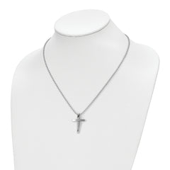 Chisel Stainless Steel Brushed and Polished Cross Pendant on an 18 inch Ball Chain Necklace