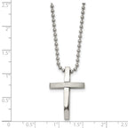 Brushed & Polished Cross Pendant Necklace in Stainless Steel