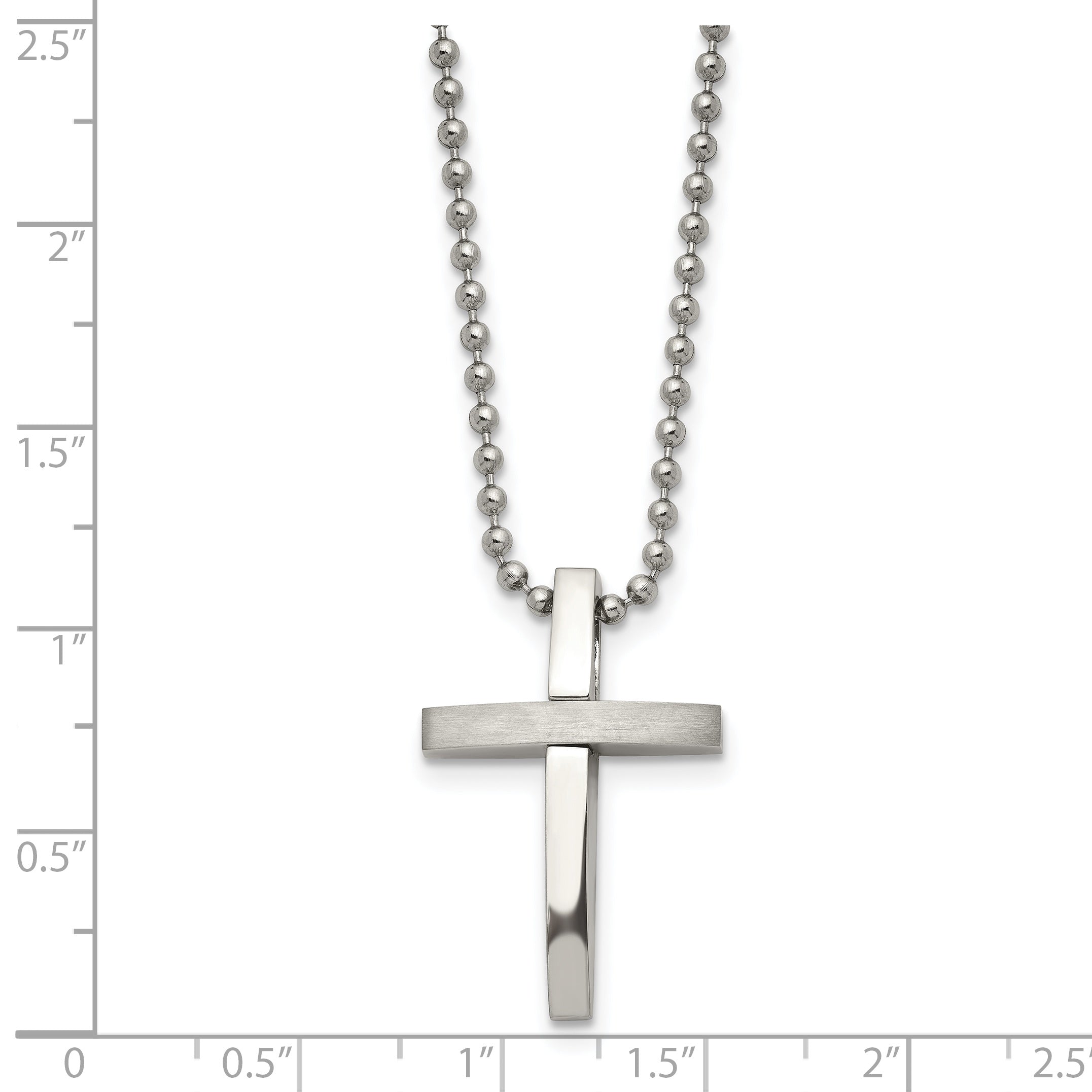 Brushed & Polished Cross Pendant Necklace in Stainless Steel