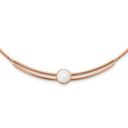 Stainless Steel Polished Rose IP-plated with Crystal 15in w/1in ext Choker