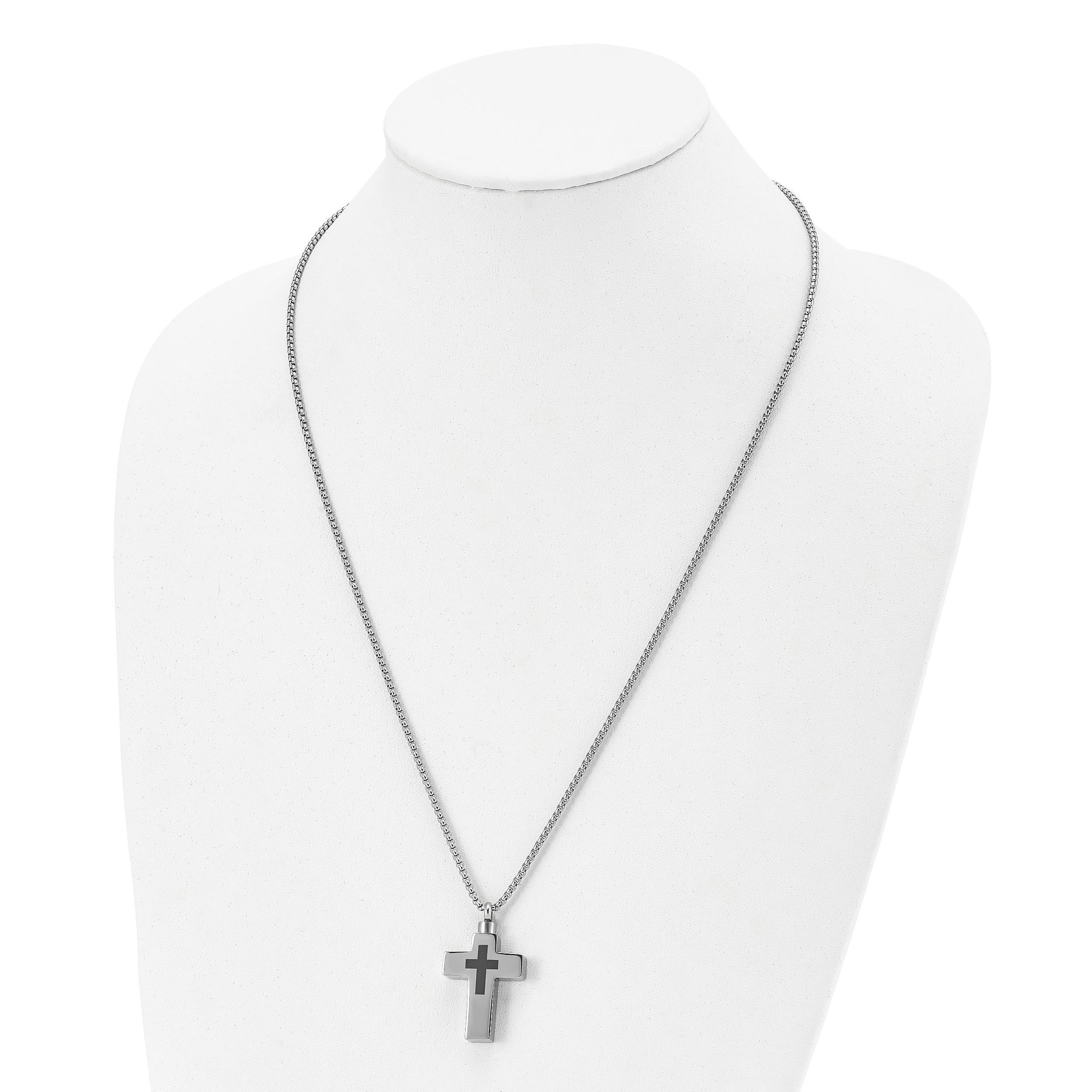 Cross Ash Holder Necklace in Stainless Steel, 24in