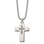 Chisel Stainless Steel Polished and Lasered Cross Ash Holder on a 24in Box Chain Necklace