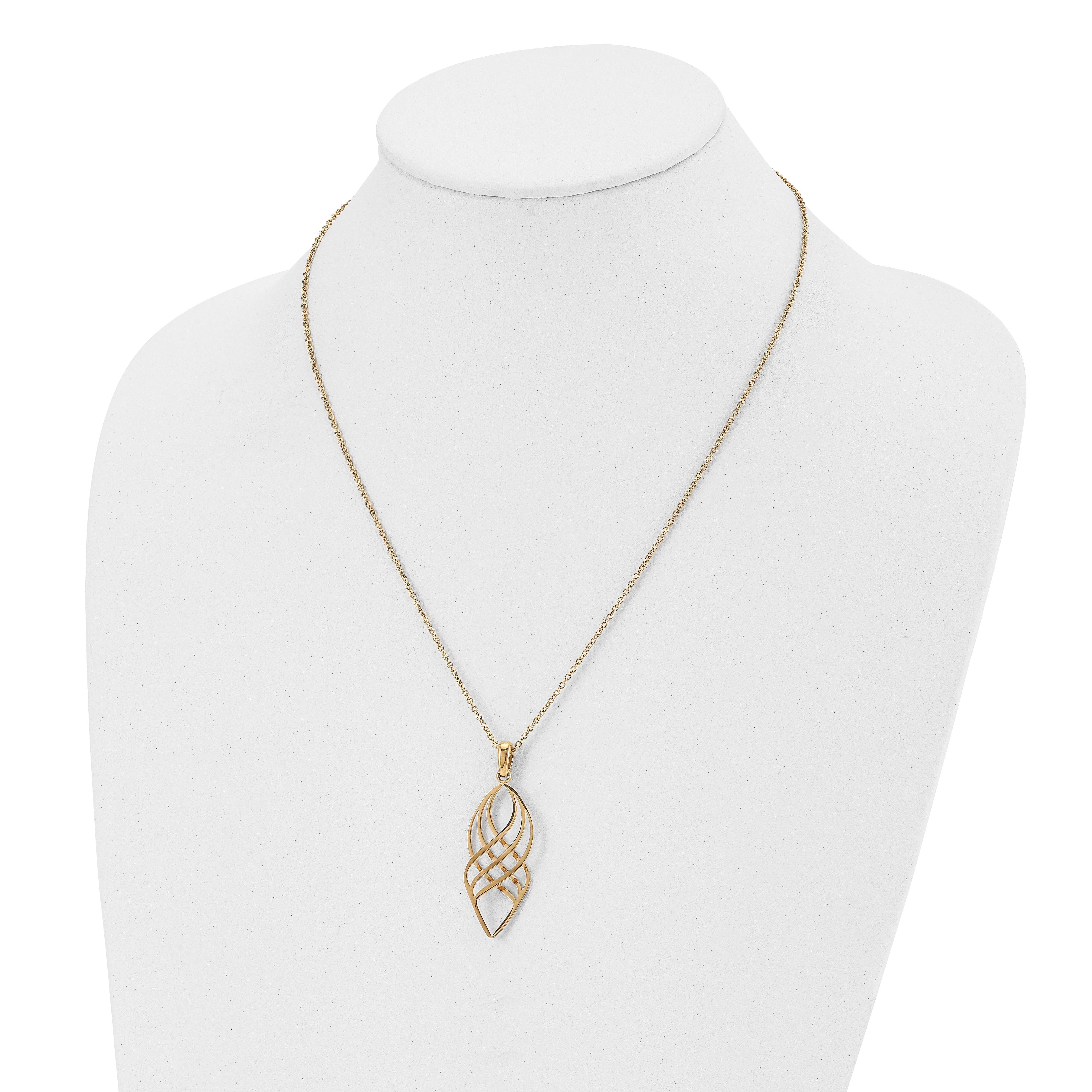 Chisel Stainless Steel Polished Yellow IP-plated Twisted Pendant on a 20 inch Cable Chain with a 2 inch Extension Necklace
