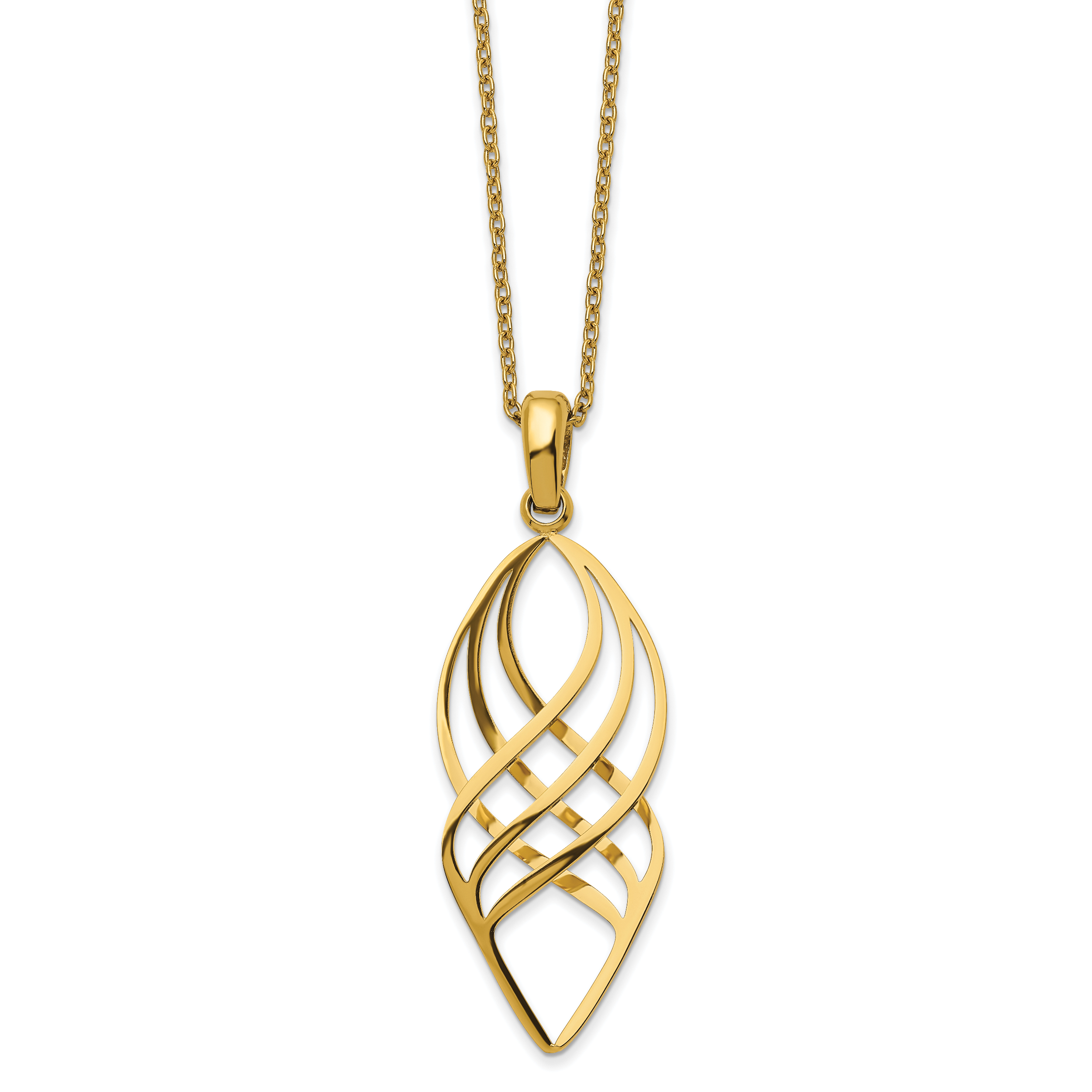 Chisel Stainless Steel Polished Yellow IP-plated Twisted Pendant on a 20 inch Cable Chain with a 2 inch Extension Necklace Main image