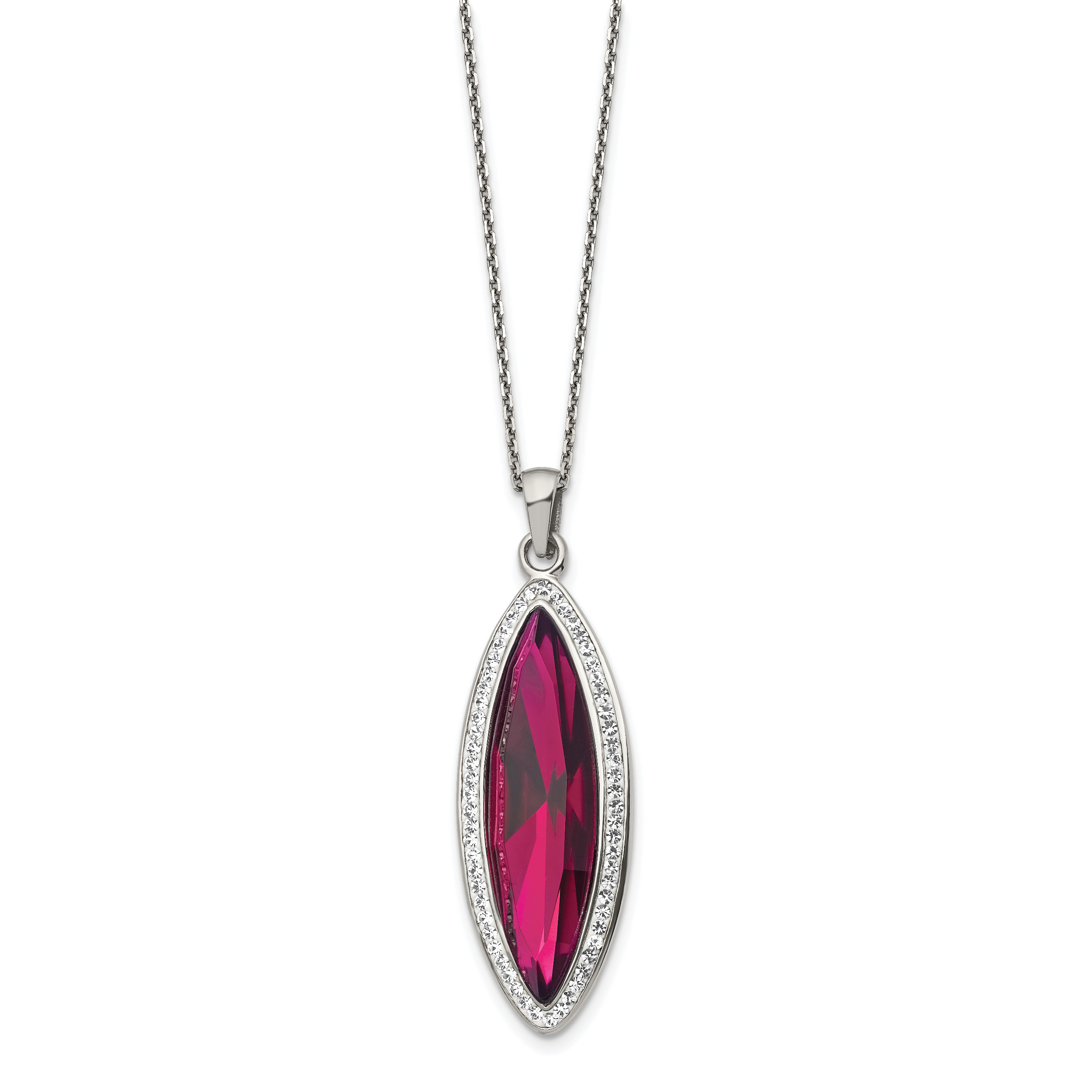 Chisel Stainless Steel Polished Red Crystal and Preciosa Crystal Pendant on a 20 inch Cable Chain with a 2 inch Extension Necklace Secondary image