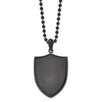 Chisel Stainless Steel Brushed and Polished Black IP-plated Shield Pendant on a 22 inch Ball Chain Necklace