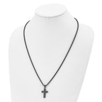 Dark Grey IP Cross Pendant Necklace in Stainless Steel