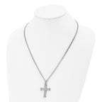 Chisel Stainless Steel Polished and Textured Yellow IP-plated Cross Pendant on a 22 inch Curb Chain Necklace