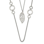 Chisel Stainless Steel Polished Leaf Pendant on 25.5 inch Double Strand Cable Chain Necklace