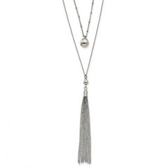 Chisel Stainless Steel Polished Two Strand 24 inch with 2 inch Extension Necklace