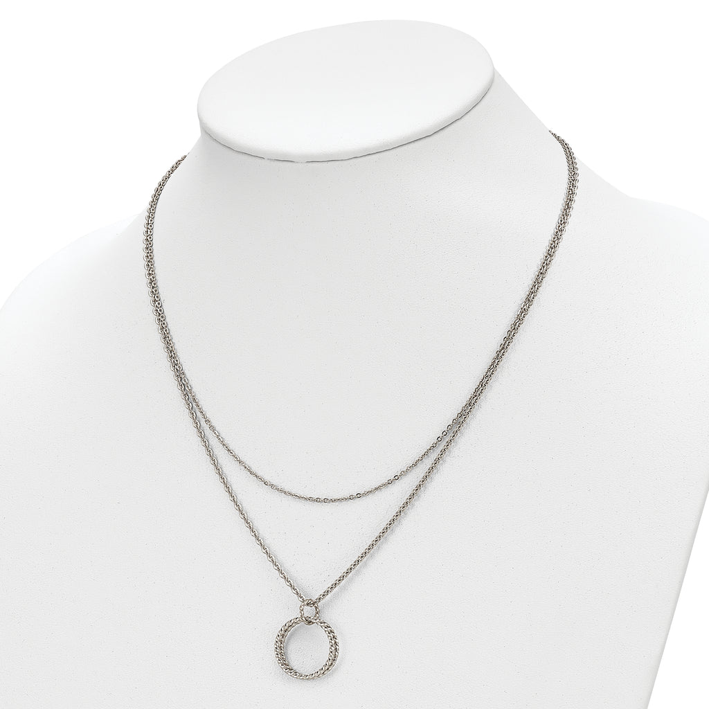 Chisel Stainless Steel Polished 2 Strand Twisted Circles 18.5 inch Necklace