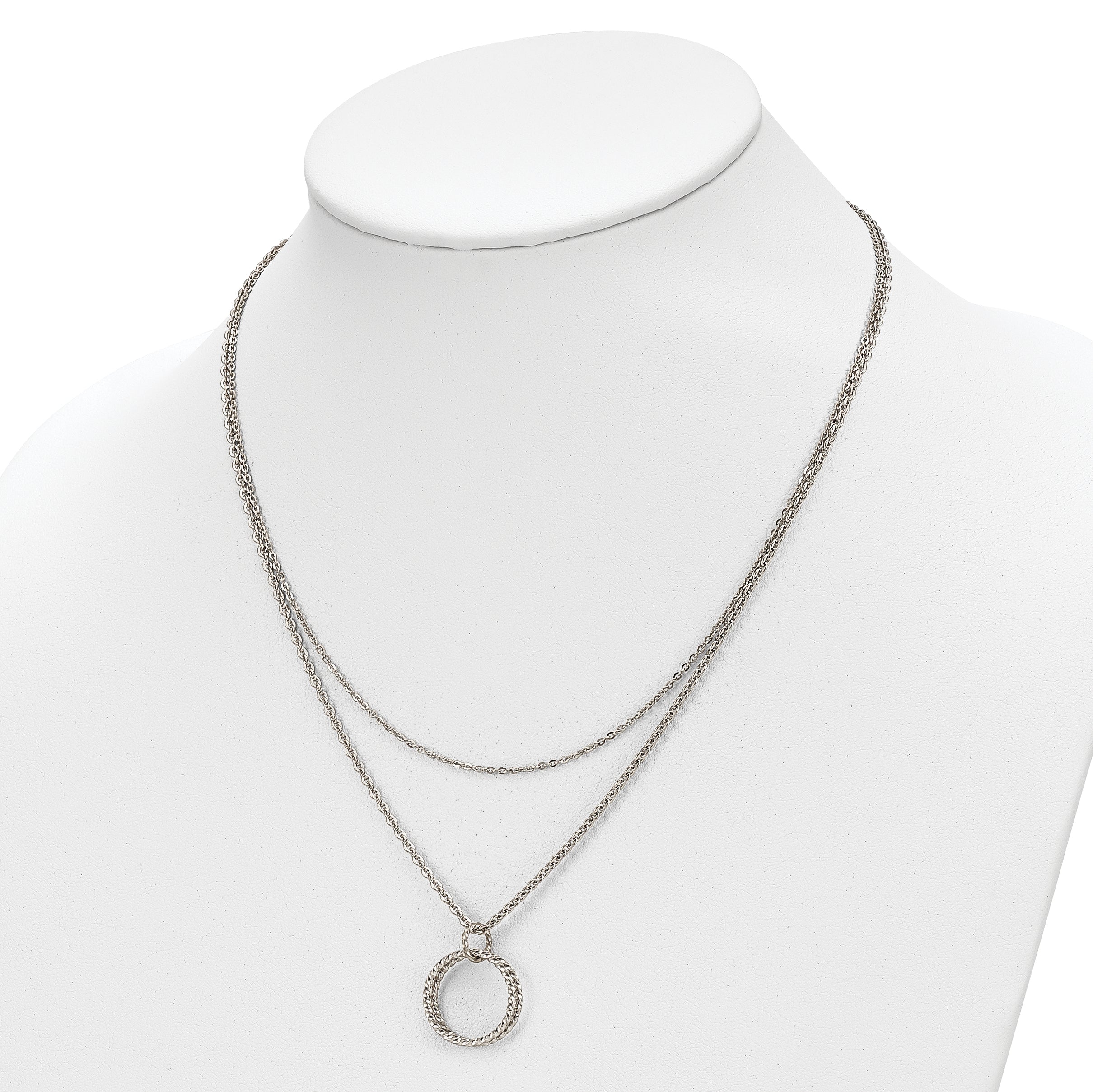 Chisel Stainless Steel Polished 2 Strand Twisted Circles 18.5 inch Necklace