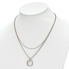 Chisel Stainless Steel Polished 2 Strand Twisted Circles 18.5 inch Necklace