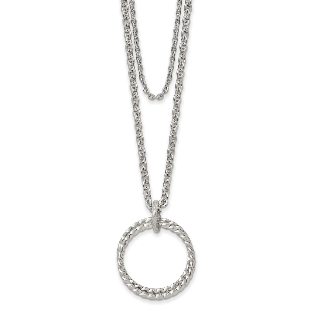 Chisel Stainless Steel Polished 2 Strand Twisted Circles 18.5 inch Necklace