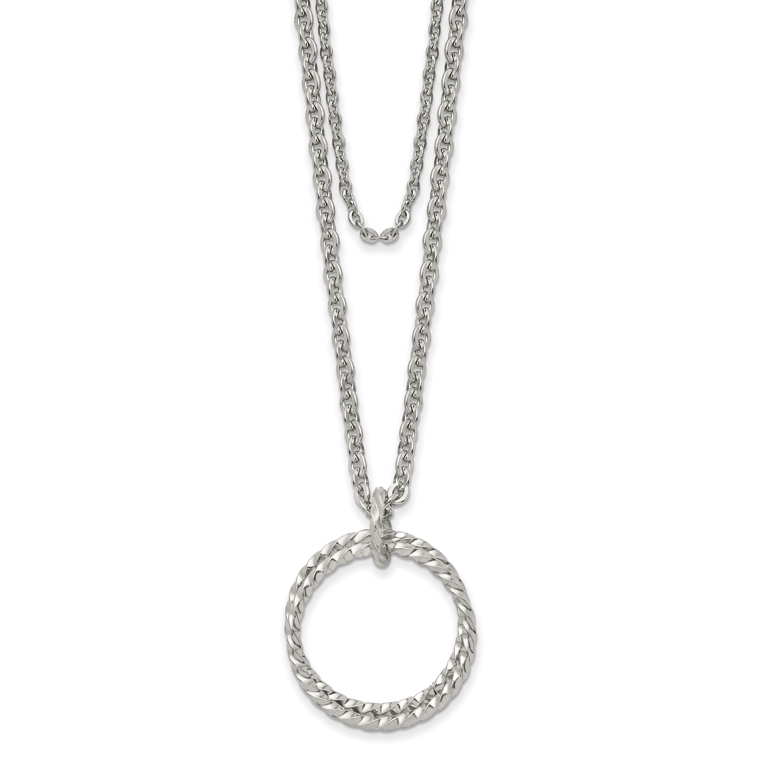 Chisel Stainless Steel Polished 2 Strand Twisted Circles 18.5 inch Necklace