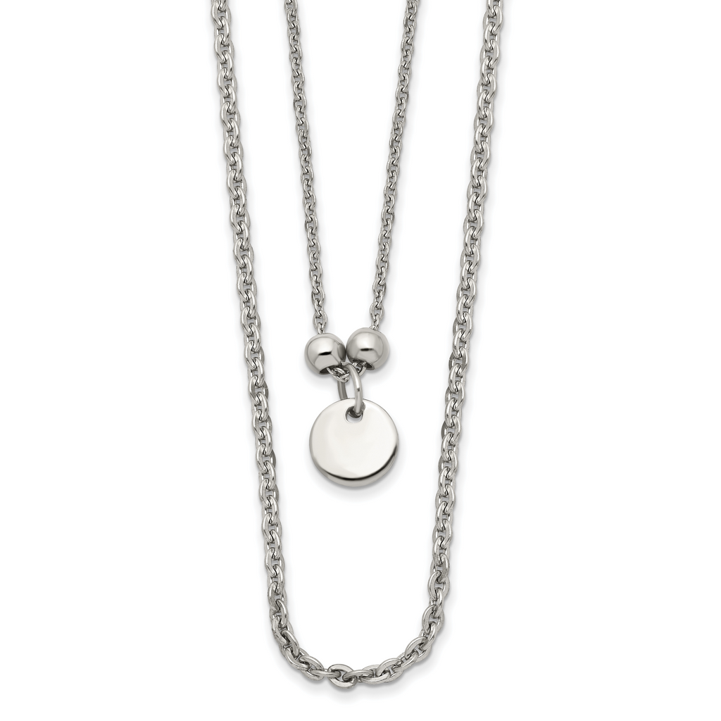 Chisel Stainless Steel Polished 2 Strand Small Disc 16.5 inch with a 1.5 inch Extension Necklace