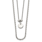 Chisel Stainless Steel Polished 2 Strand Small Disc 16.5 inch with a 1.5 inch Extension Necklace