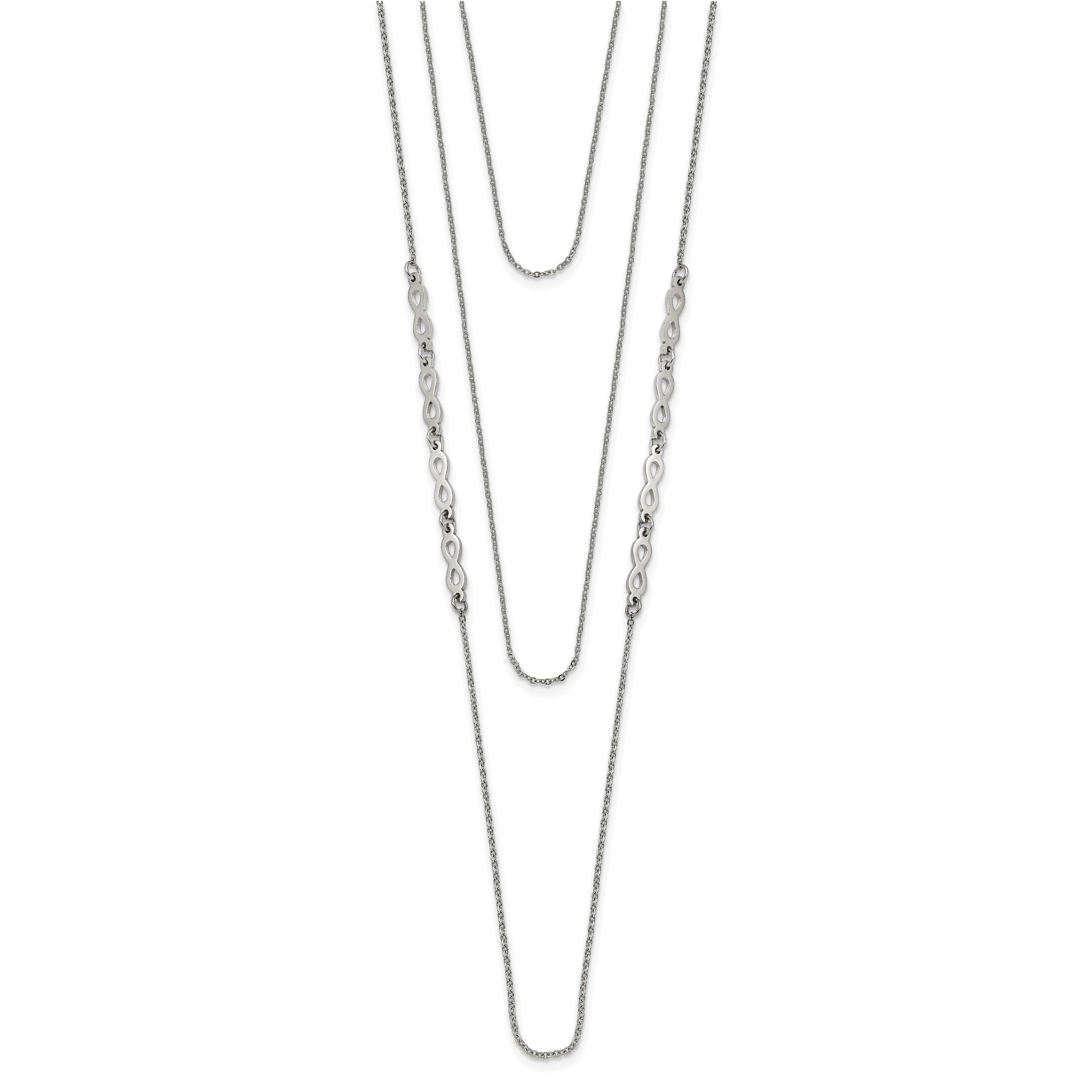 Stainless Steel Polished Infinity 3-Strand 16.5in w/1.75in ext Necklace Secondary image