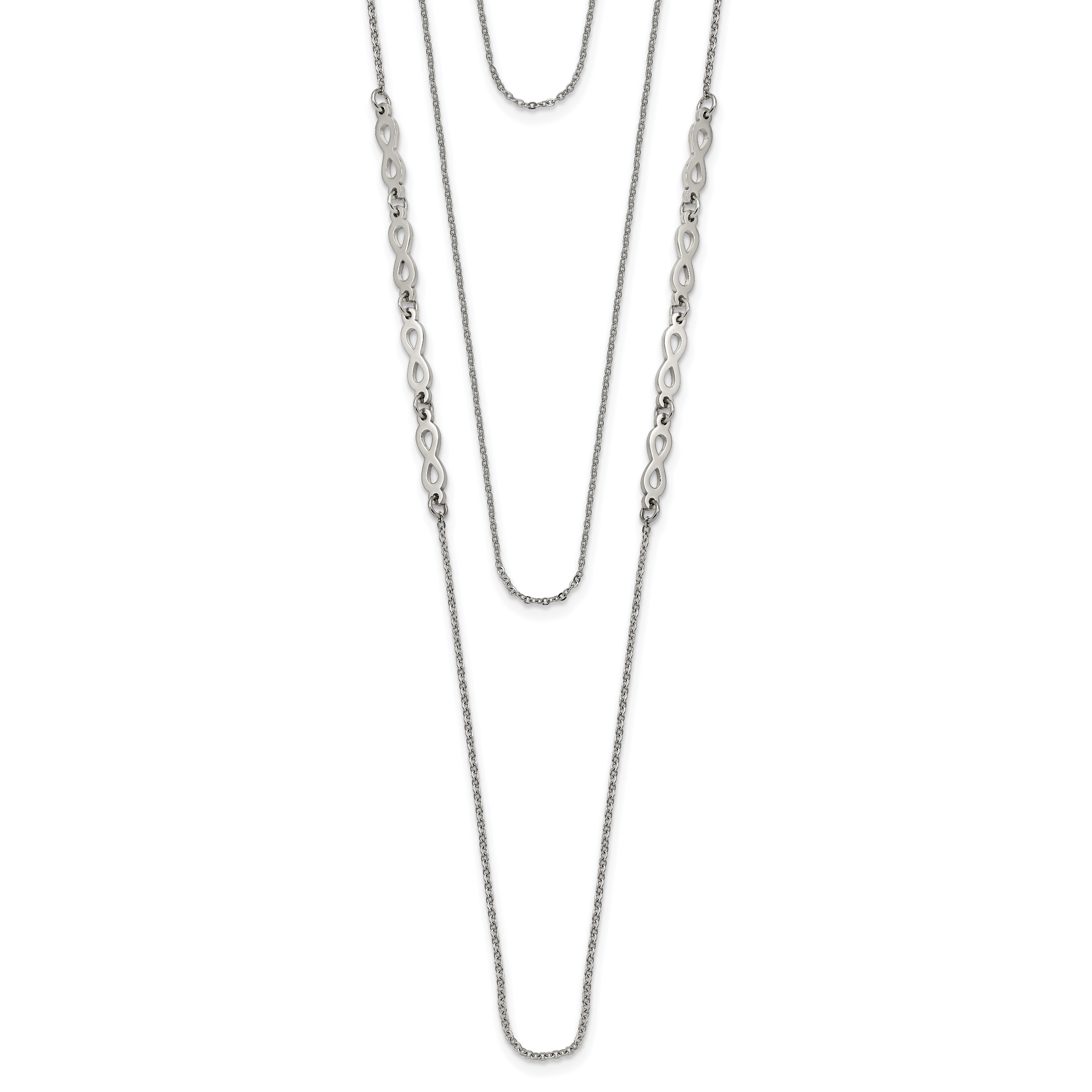 Stainless Steel Polished Infinity 3-Strand 16.5in w/1.75in ext Necklace Main image