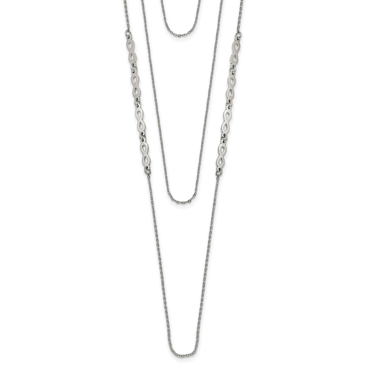 Stainless Steel Polished Infinity 3-Strand 16.5in w/1.75in ext Necklace
