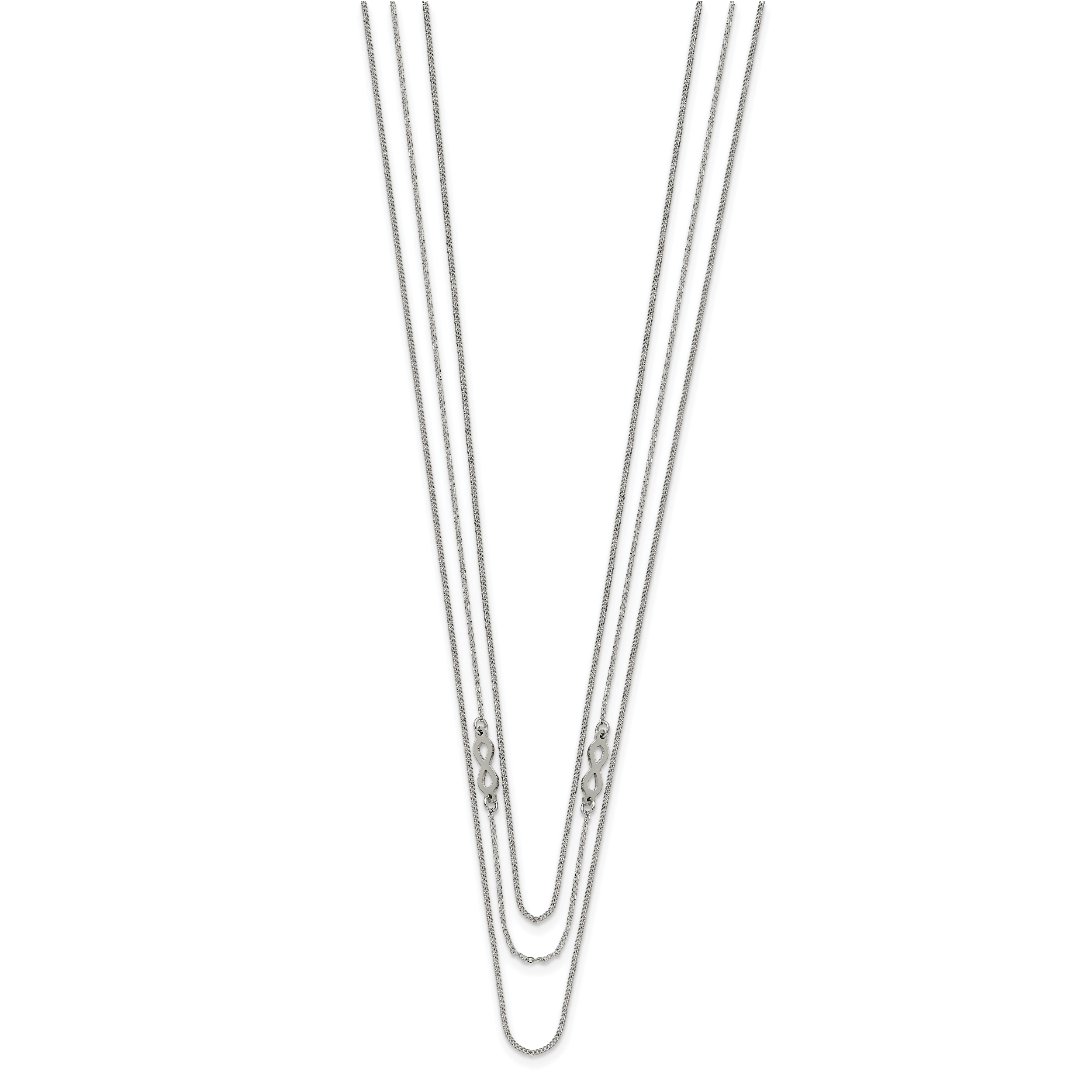 Chisel Stainless Steel Polished Infinity Sign 3-Strand 36 inch Curb Chain Necklace Secondary image
