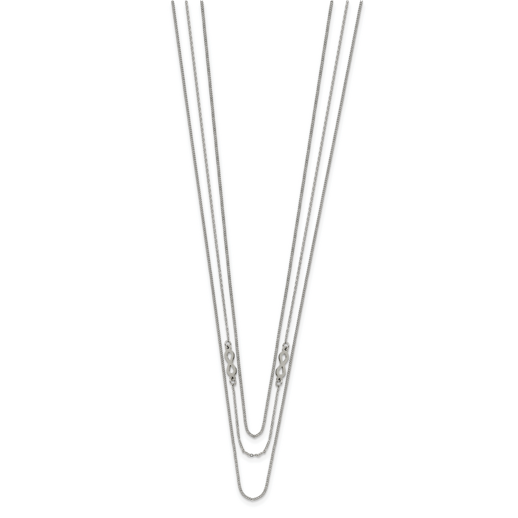 Chisel Stainless Steel Polished Infinity Sign 3-Strand 36 inch Curb Chain Necklace