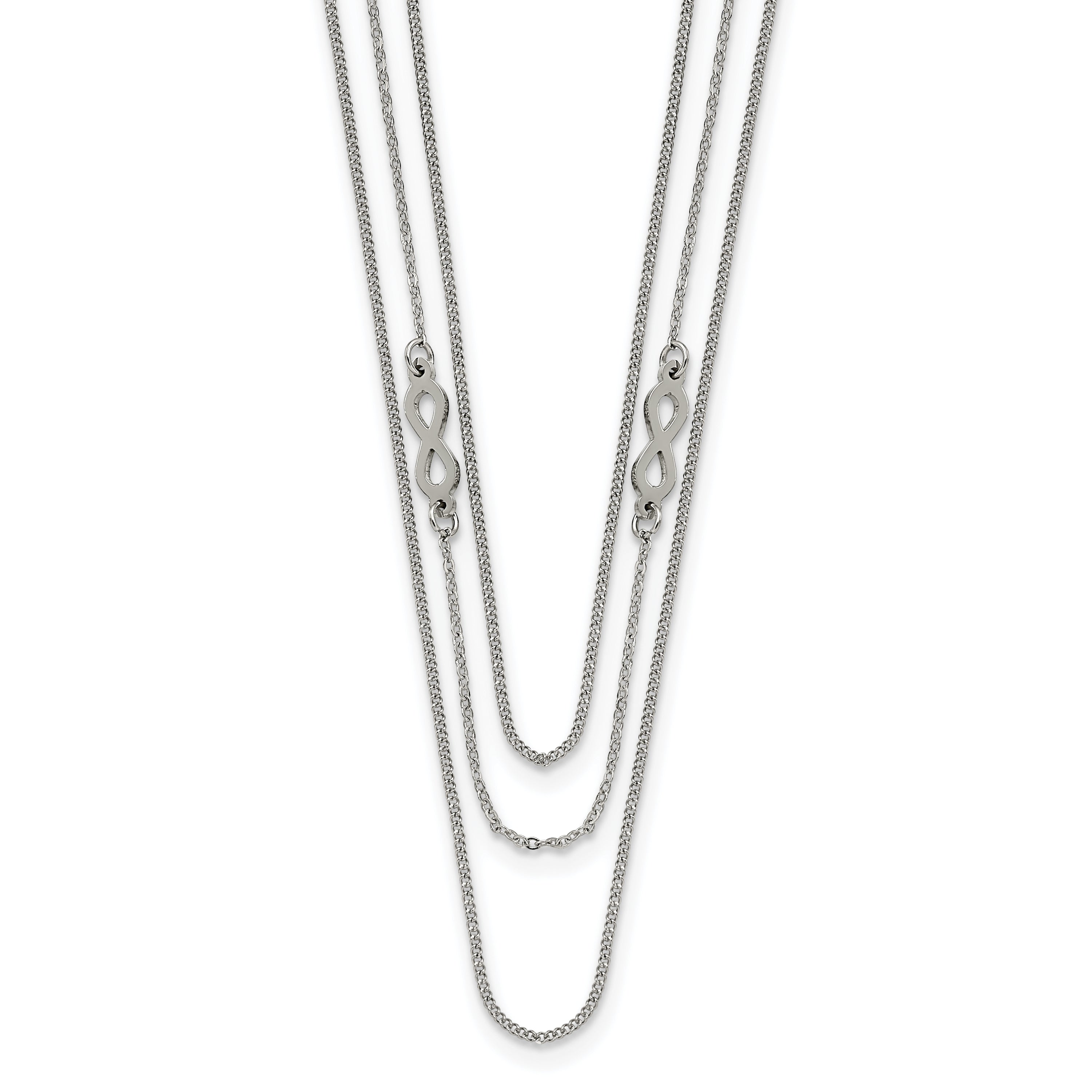 Chisel Stainless Steel Polished Infinity Sign 3-Strand 36 inch Curb Chain Necklace Main image