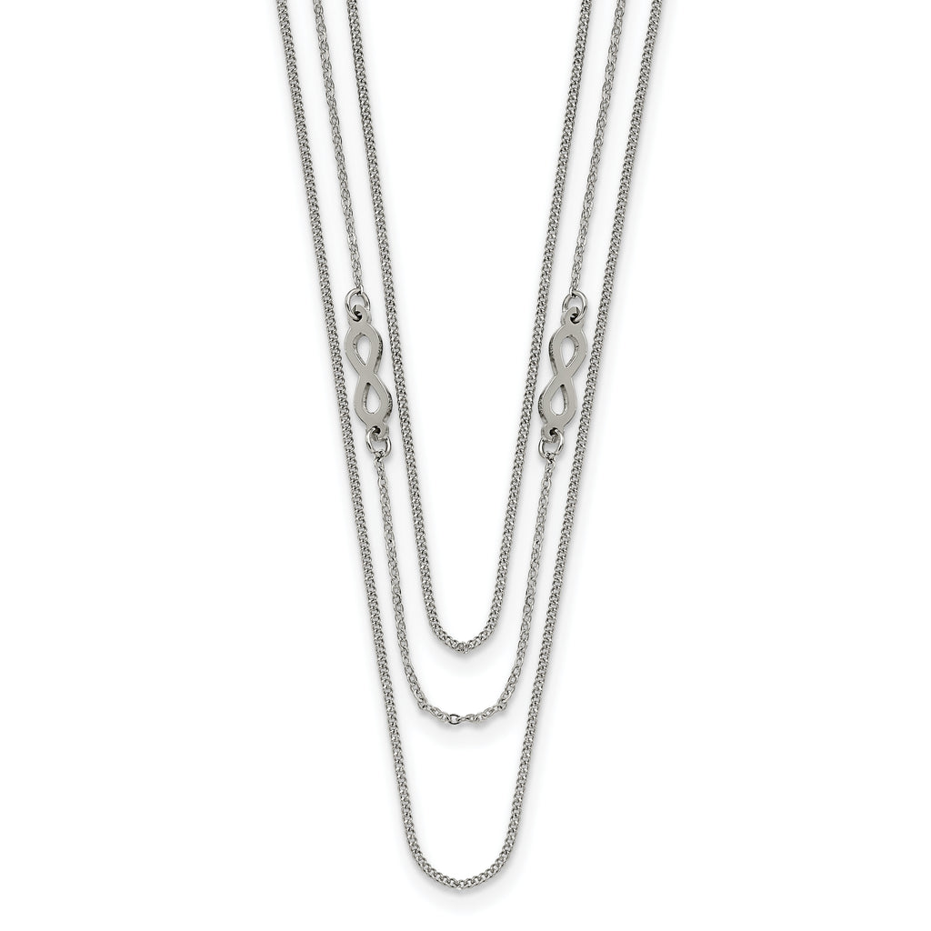 Chisel Stainless Steel Polished Infinity Sign 3-Strand 36 inch Curb Chain Necklace