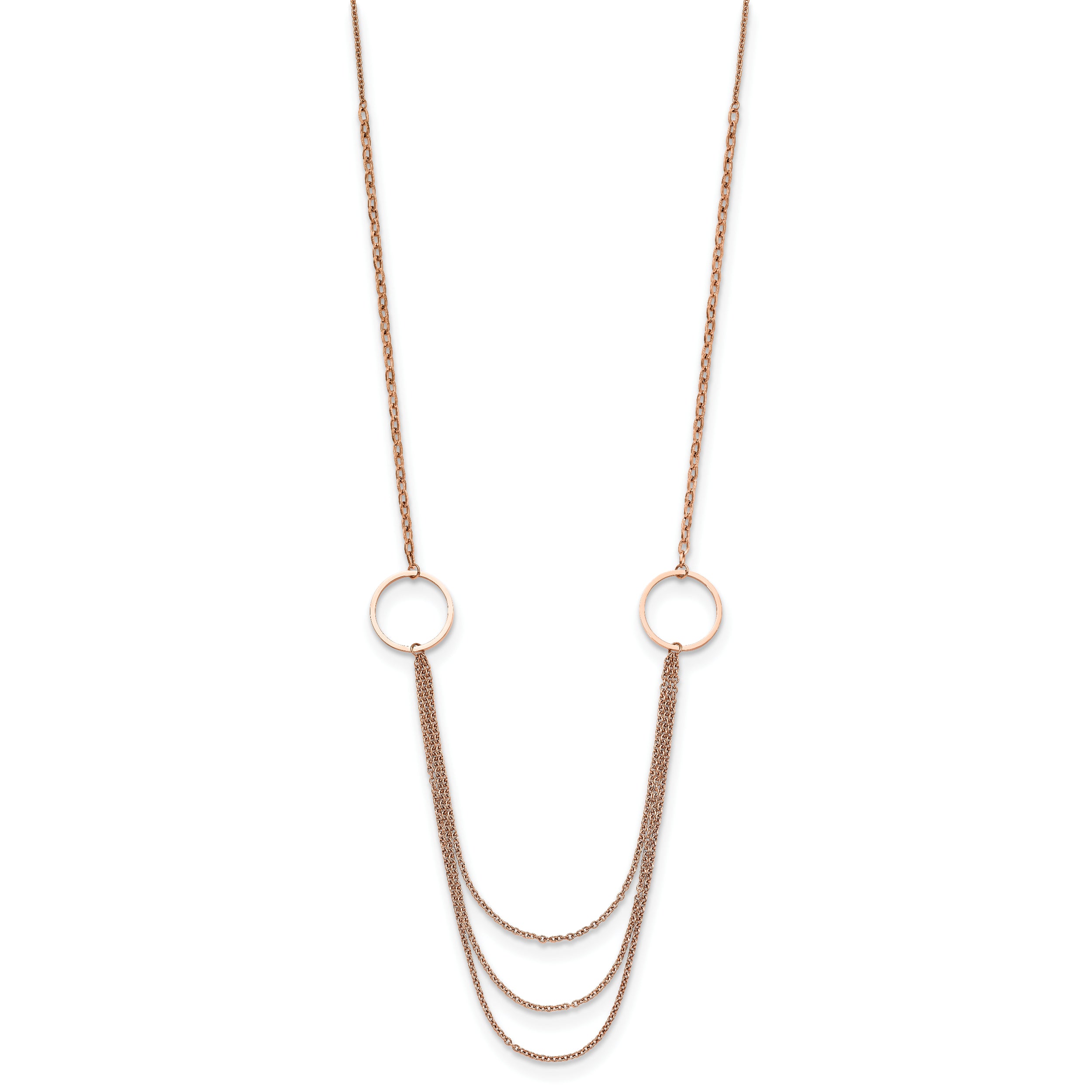 Chisel Stainless Steel Polished Rose IP-plated Multi Chain 35.5 inch Necklace