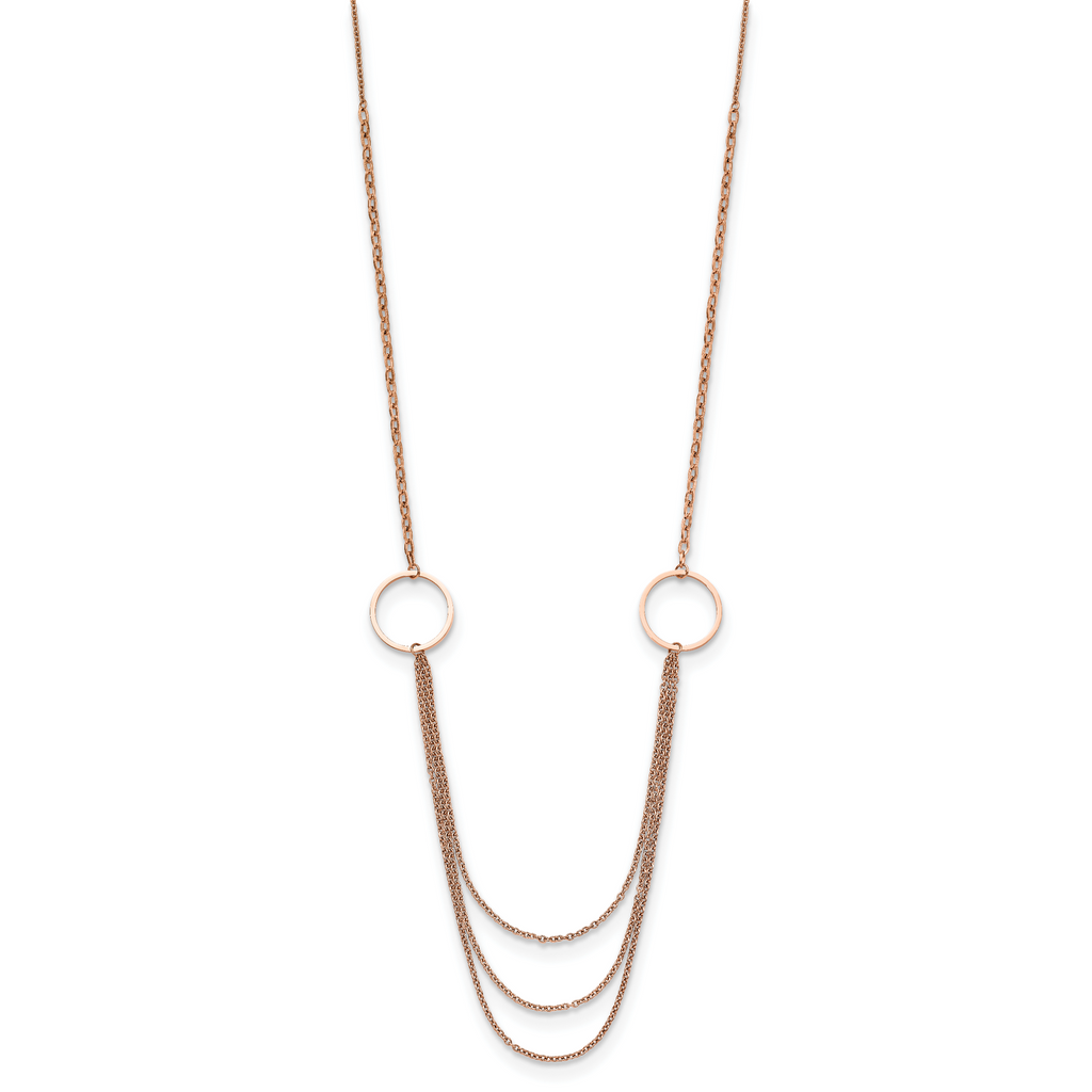 Chisel Stainless Steel Polished Rose IP-plated Multi Chain 35.5 inch Necklace