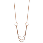 Chisel Stainless Steel Polished Rose IP-plated Multi Chain 35.5 inch Necklace