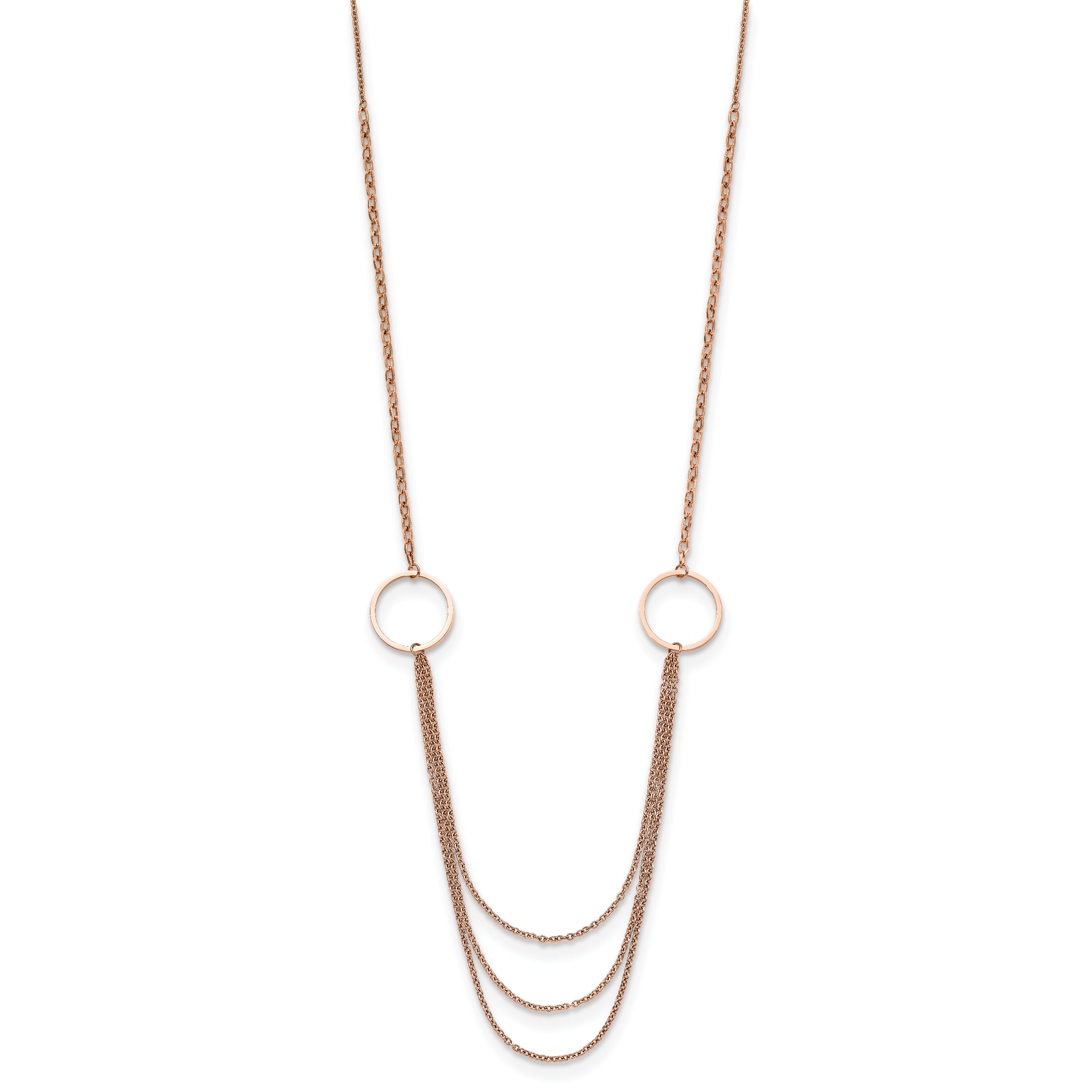 Chisel Stainless Steel Polished Rose IP-plated Multi Chain 35.5 inch Necklace