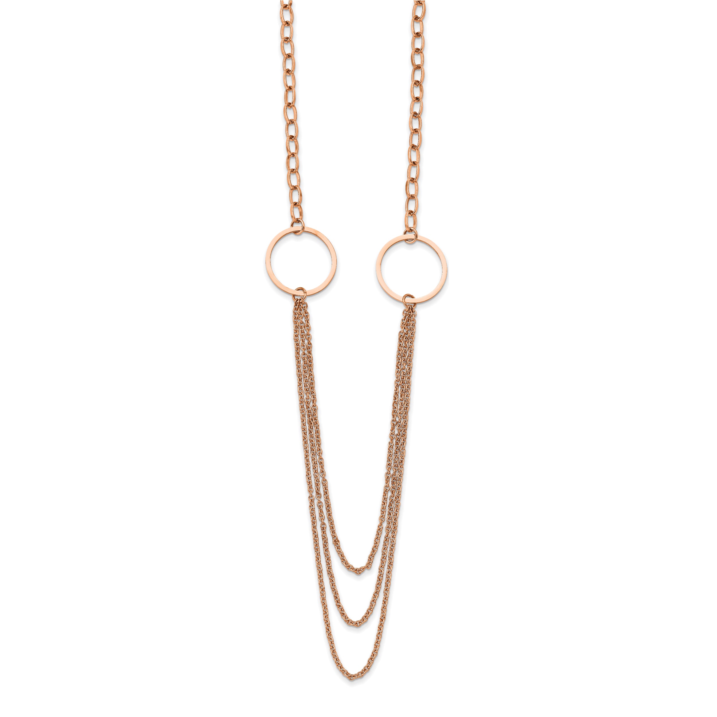 Chisel Stainless Steel Polished Rose IP-plated Multi Chain 35.5 inch Necklace
