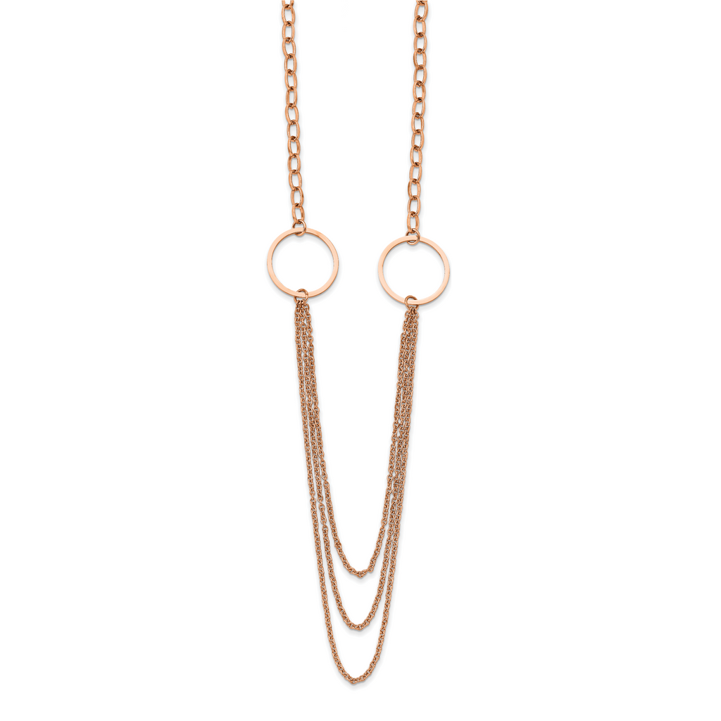 Chisel Stainless Steel Polished Rose IP-plated Multi Chain 35.5 inch Necklace