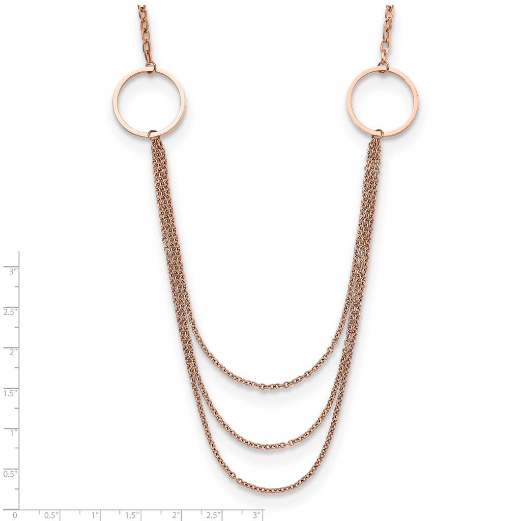 Chisel Stainless Steel Polished Rose IP-plated Multi Chain 35.5 inch Necklace