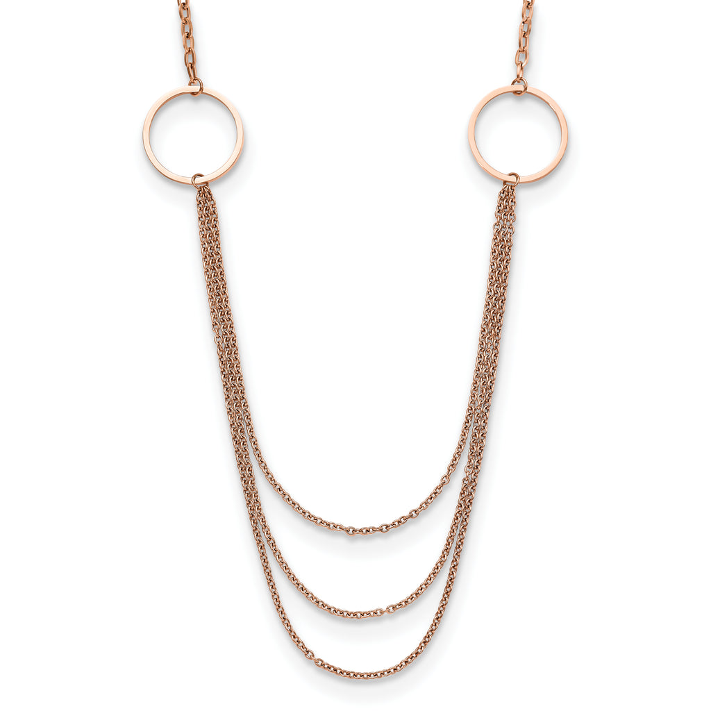 Chisel Stainless Steel Polished Rose IP-plated Multi Chain 35.5 inch Necklace