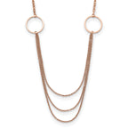 Chisel Stainless Steel Polished Rose IP-plated Multi Chain 35.5 inch Necklace