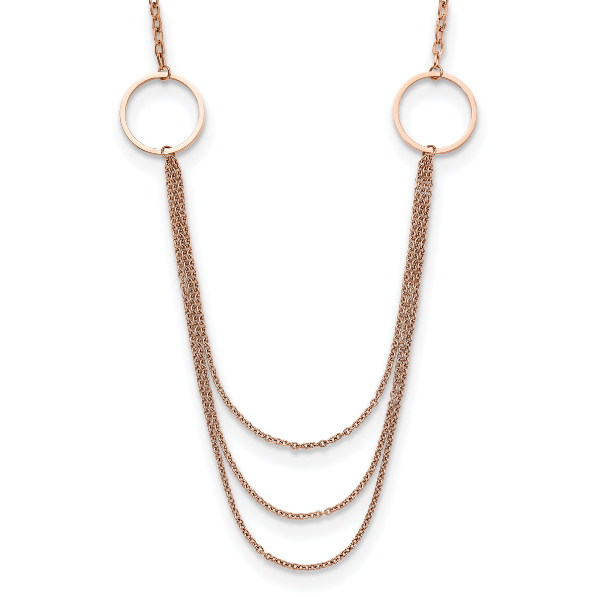 Chisel Stainless Steel Polished Rose IP-plated Multi Chain 35.5 inch Necklace