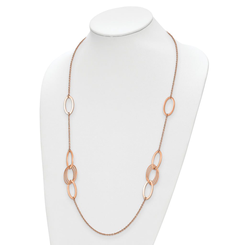 Chisel Stainless Steel Polished Rose IP-plated 31.5 inch Necklace
