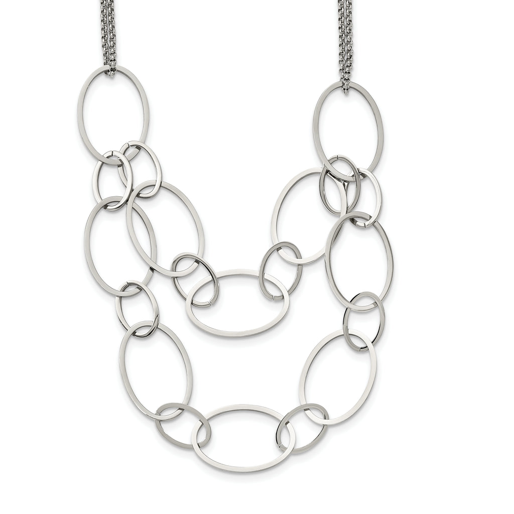 Chisel Stainless Steel Polished Oval Link 2-Strand 19 inch with 1.5 inch Extension Necklace