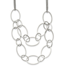 Chisel Stainless Steel Polished Oval Link 2-Strand 19 inch with 1.5 inch Extension Necklace