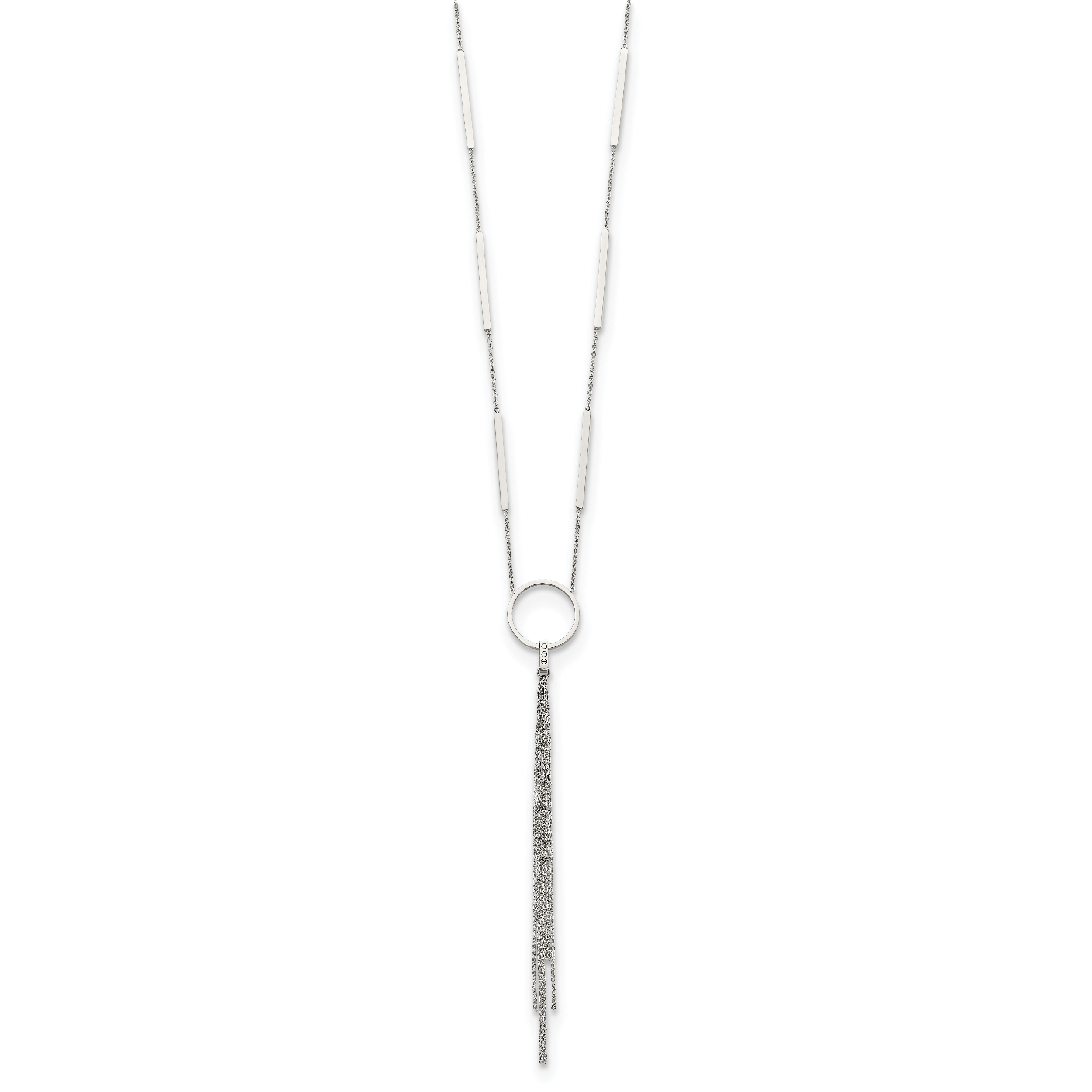 Chisel Stainless Steel Polished Circle with Tassel on a 23.5 inch Cable Chain Necklace Secondary image