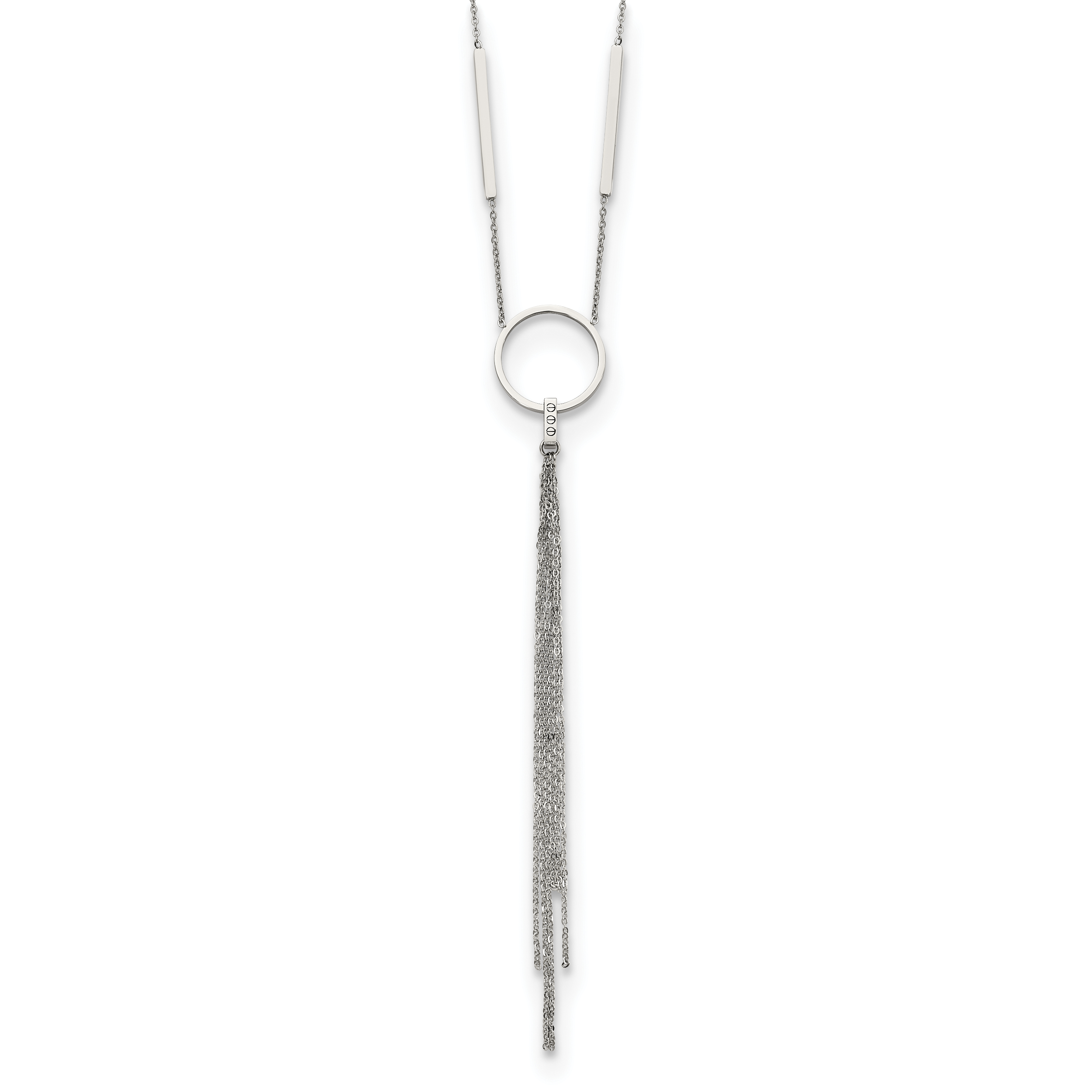 Chisel Stainless Steel Polished Circle with Tassel on a 23.5 inch Cable Chain Necklace Main image