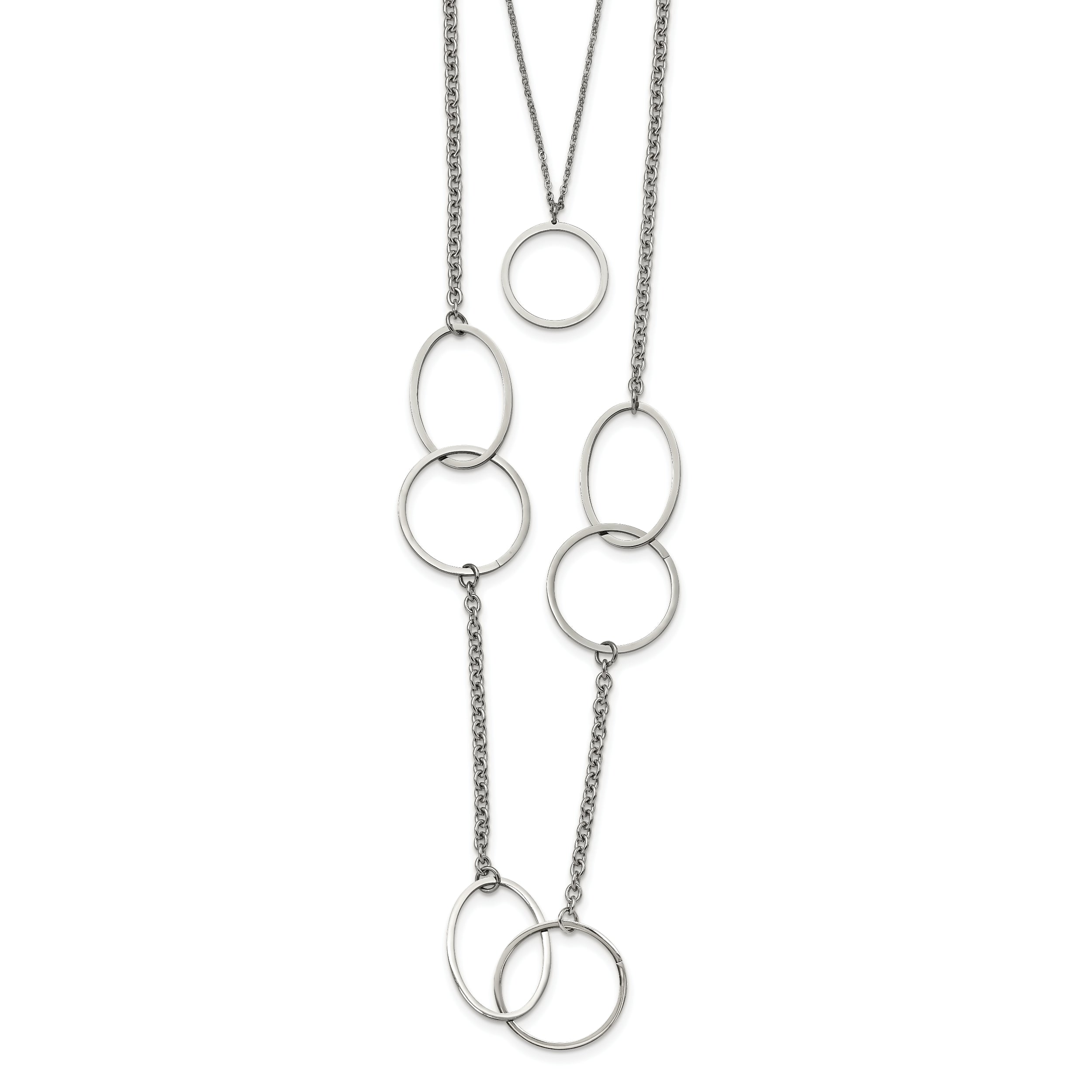 Chisel Stainless Steel Polished with Circles 2-Strand 20 inch Necklace