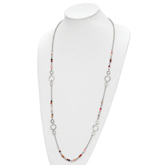 Chisel Stainless Steel Polished with Multi-colored Agate Beaded 35.5 inch Necklace